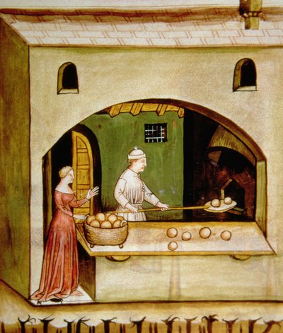 Baking White Bread (illustration from Tacuinum Sanitatis Codex Vindobonensis) by Italian School